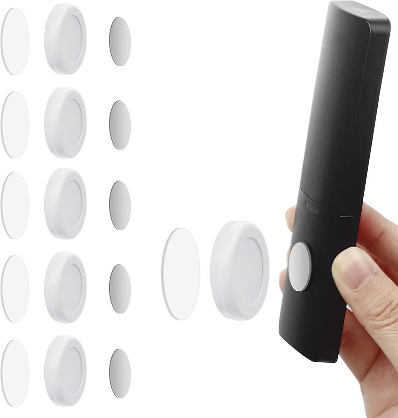 WALLFID Magnetic Remote Control Holder Wall Mount Hole Free Phone Charging Organizer Home Office Storage Case School Storage - Strong Magnet Hold Firmly (5 Pieces, White) - Image 1