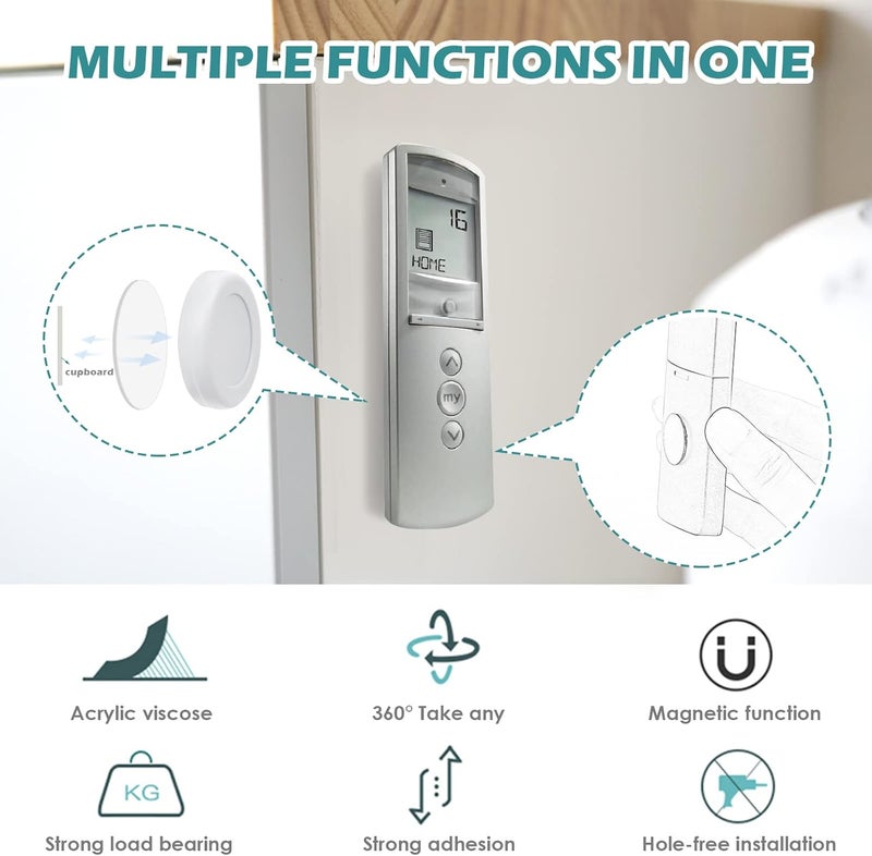 WALLFID Magnetic Remote Control Holder Wall Mount Hole Free Phone Charging Organizer Home Office Storage Case School Storage - Strong Magnet Hold Firmly (5 Pieces, White) - Image 4
