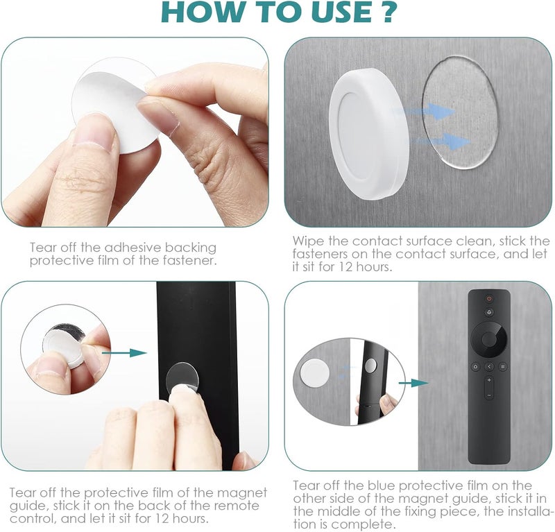 WALLFID Magnetic Remote Control Holder Wall Mount Hole Free Phone Charging Organizer Home Office Storage Case School Storage - Strong Magnet Hold Firmly (5 Pieces, White) - Image 5