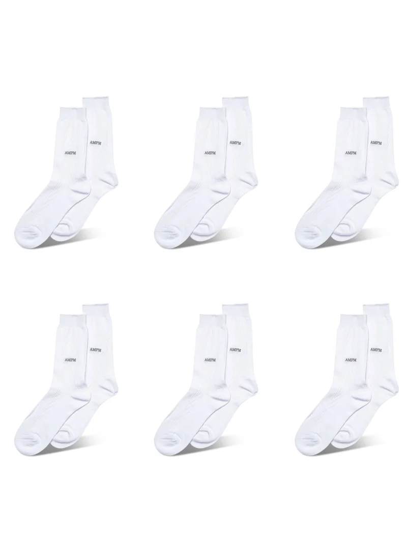 AMPM MEN'S FORMAL SOCKS (PACK OF 6) - WHITE