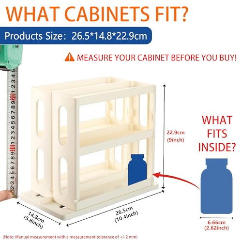 Dutiplus Medicine Organizer 2 Three-Decker Shelves Cabinet Storage Rack Organizer for Holding Vitamins, Supplements Cosmetics (9”H x 5.8”W x 10.4”D) (Natural White) - Image 3