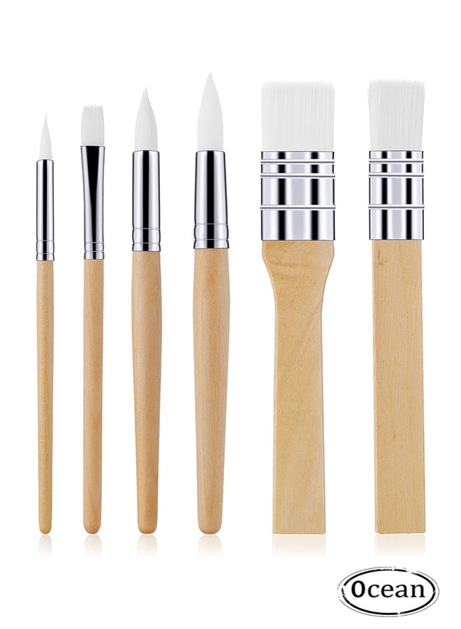 Ocean Wooden Paint Brush Set, 6 Pieces Paintbrushes for Painting Brushes Kit, Artist Paintbrushes for Oil Watercolor Canvas, Boards Rock Body Face Nail Art, DIY Arts Crafts Supplies  - Image 1