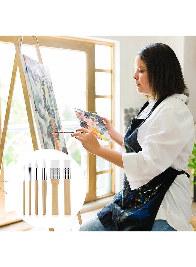 Ocean Wooden Paint Brush Set, 6 Pieces Paintbrushes for Painting Brushes Kit, Artist Paintbrushes for Oil Watercolor Canvas, Boards Rock Body Face Nail Art, DIY Arts Crafts Supplies  - Image 3