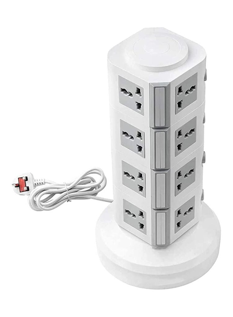 220V Universal Vertical Multi Socket Tower Electrical Outlet Lead Extension with USB Ports 3M Cord UK Plug Power Strip 4 Layers (Gray)  - Image 4