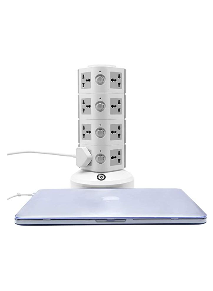 220V Universal Vertical Multi Socket Tower Electrical Outlet Lead Extension with USB Ports 3M Cord UK Plug Power Strip 4 Layers (Gray)  - Image 3