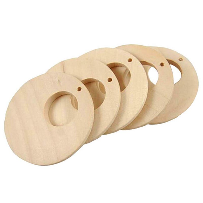 Teensery 50 Pcs Natural Wood Pendants Unfinished Wooden Earrings Pendants with Hole for Jewelry Making 30 MM