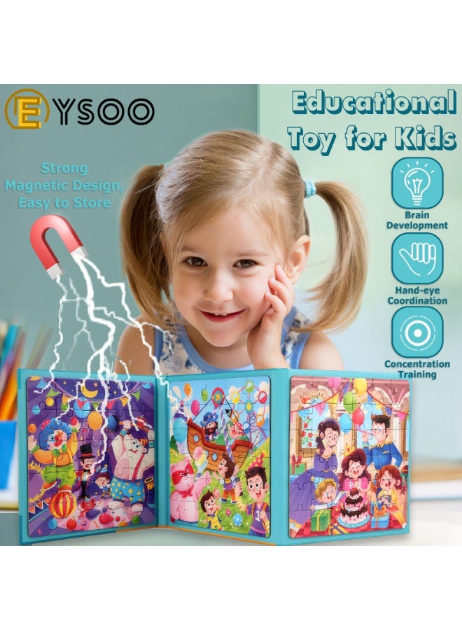  إيسو مجموعة ألغاز الصور المقطوعة المغناطيسية من EYSOO، عبوة من 3 قطع، ألغاز الصور المقطوعة للأطفال، 25+30+36 قطعة، ألغاز سفر محمولة للأطفال من سن 3 إلى 5 سنوات (المستوى 4-ب) - Image 4