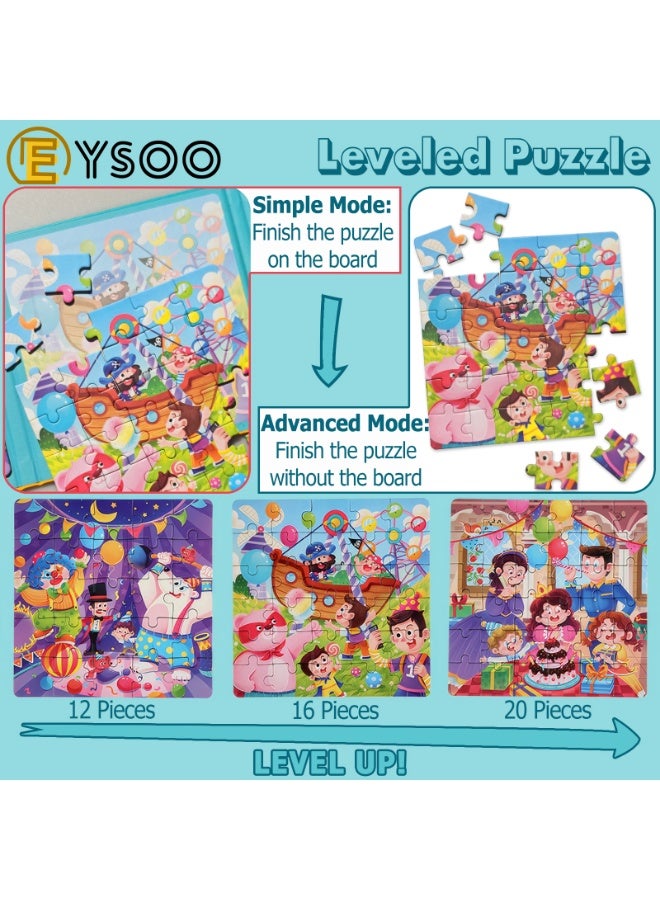  إيسو مجموعة ألغاز الصور المقطوعة المغناطيسية من EYSOO، عبوة من 3 قطع، ألغاز الصور المقطوعة للأطفال، 25+30+36 قطعة، ألغاز سفر محمولة للأطفال من سن 3 إلى 5 سنوات (المستوى 4-ب) - Image 3