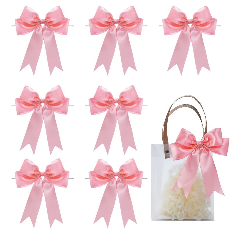 FAKILO Pink Satin Bows for Gift Wrapping, 5.5inch Ribbon Gift Bows for Birthday, Wedding, Party,Christmas Decoration,Valentines Day bow24 Pcs - Image 1