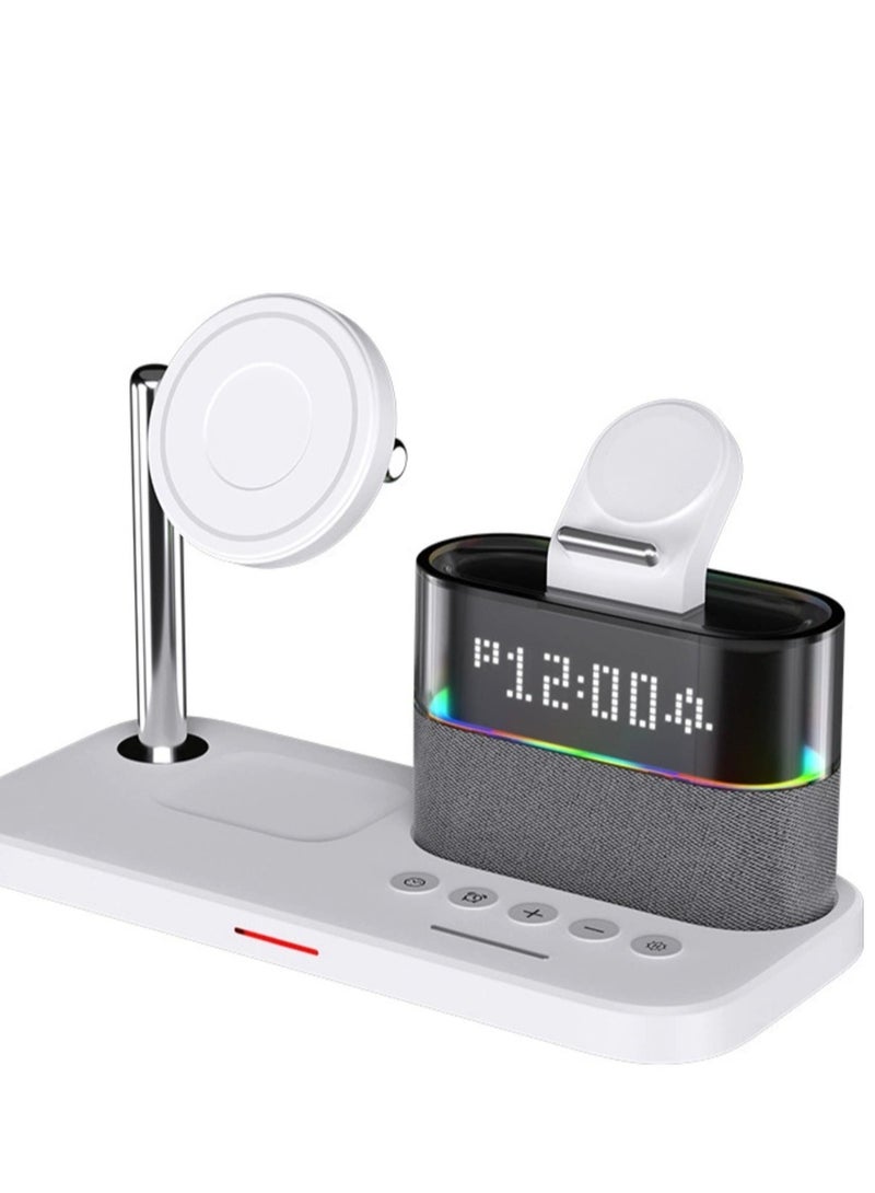 عام المغناطيسي شاحن لاسلكي ثلاثة في واحد شاحن لاسلكي على مدار الساعة ( أبيض عادي ) - Image 3