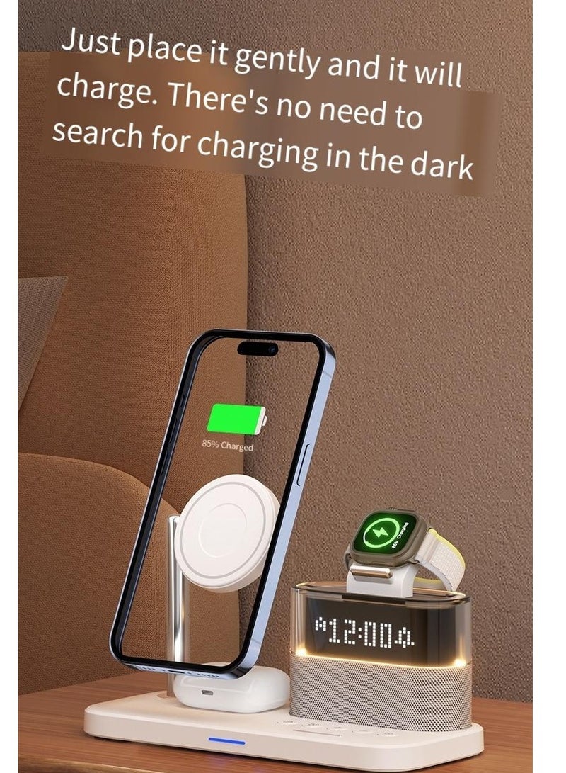 عام المغناطيسي شاحن لاسلكي ثلاثة في واحد شاحن لاسلكي على مدار الساعة ( أبيض عادي ) - Image 2