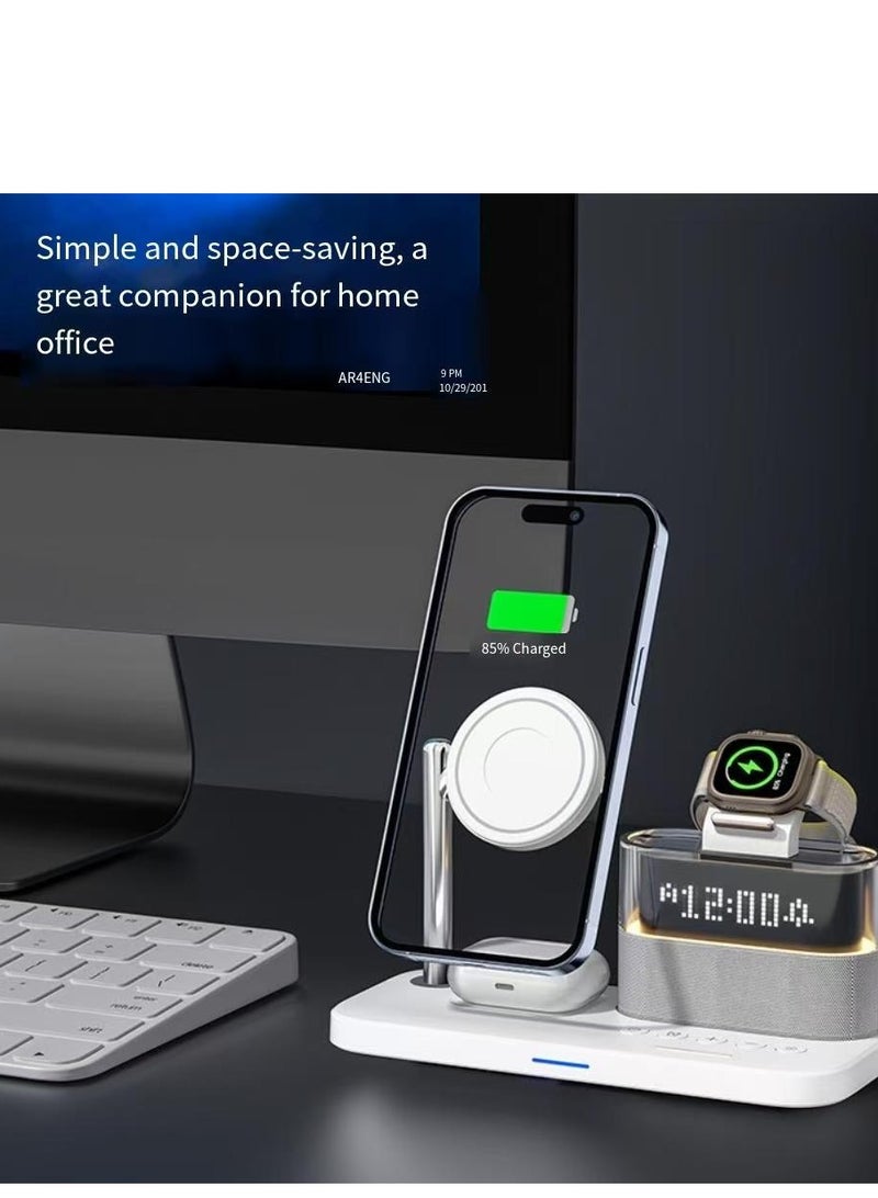 عام المغناطيسي شاحن لاسلكي ثلاثة في واحد شاحن لاسلكي على مدار الساعة ( أبيض عادي ) - Image 1