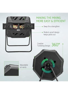 Egardenkart Compost Bin With 2 Dual Rotating Compost Tumbler, 160L Outdoor Compost Bin, Vent Design, For Year-Round Use  - Image 5