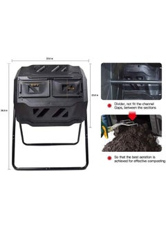 Egardenkart Compost Bin With 2 Dual Rotating Compost Tumbler, 160L Outdoor Compost Bin, Vent Design, For Year-Round Use  - Image 2