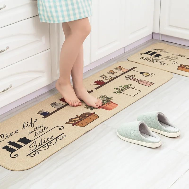 proxin 2 Pcs Kitchen Mats Waterproof Memory Foam Kitchen Rugs Standing Desk Mat Floor Mats Comfort Runner Rug Carpets for Kitchen Floor Sink 120 40 cm 40 60 cm Live Life - Image 2