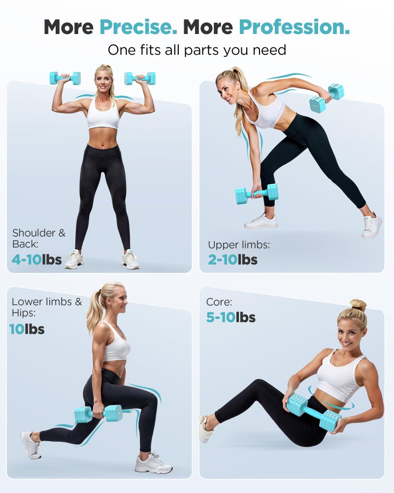 FEIERDUN 5-in-1 Adjustable Dumbbell Set of 2, 20LBS/10LBS Hand Weights for Women, 1s-Adjust Dual-Stable Dumbbell Set for Women Home Gym & Outdoor - Image 5