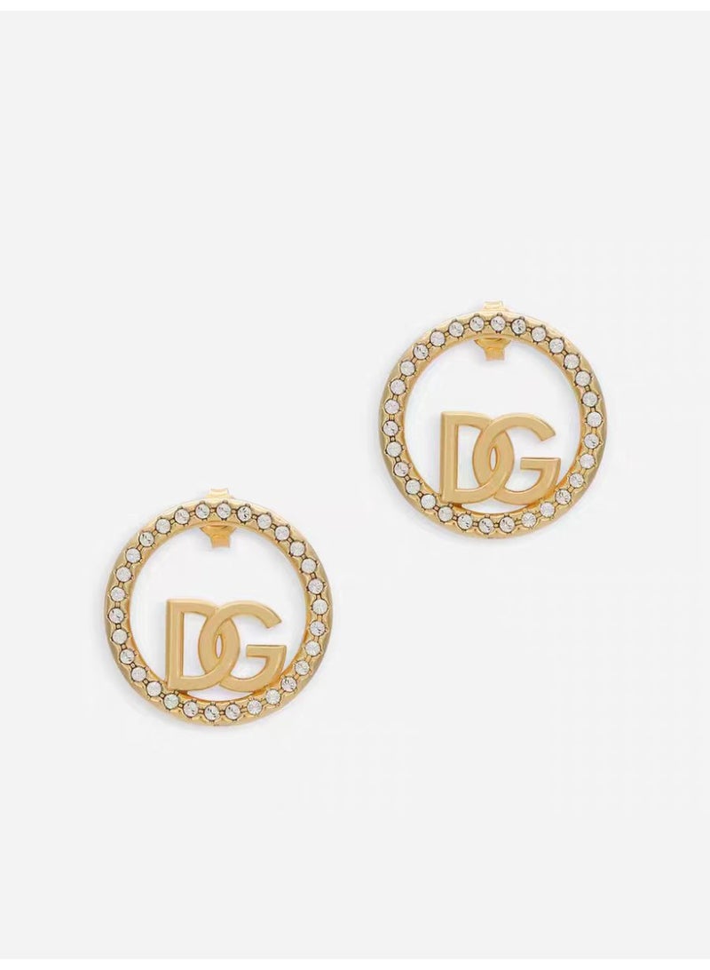 D&G Crystal DG Drop Earrings - Gold-Tone, Sparkling Stones & Iconic Logo for Luxury Evening & Formal Occasions - Image 1