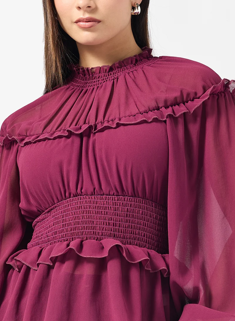 جينجر بلوزة بوهيمية مكشكشة