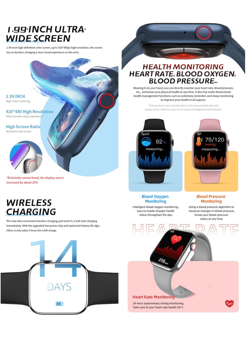 BSNL - HW7 MAX 1.99 Inch Ultra-Wide Screen Smart Watch With NFC Access Control And Wireless Charging Pink - Image 1