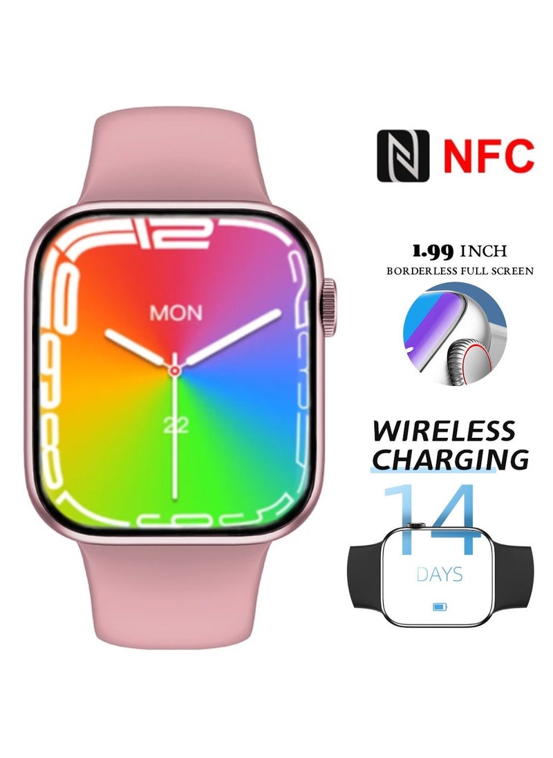 BSNL - HW7 MAX 1.99 Inch Ultra-Wide Screen Smart Watch With NFC Access Control And Wireless Charging Pink - Image 1