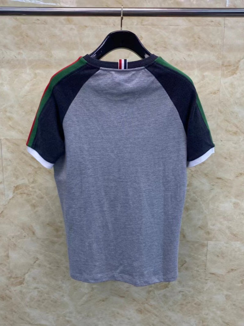 Tb Arrival Ribbon Contrast Striped Short Sleeve Men'S And Women'S Couples Casual Fashion All-Match T-Shirt - Image 4