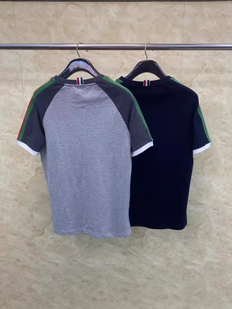 Tb Arrival Ribbon Contrast Striped Short Sleeve Men'S And Women'S Couples Casual Fashion All-Match T-Shirt - Image 3