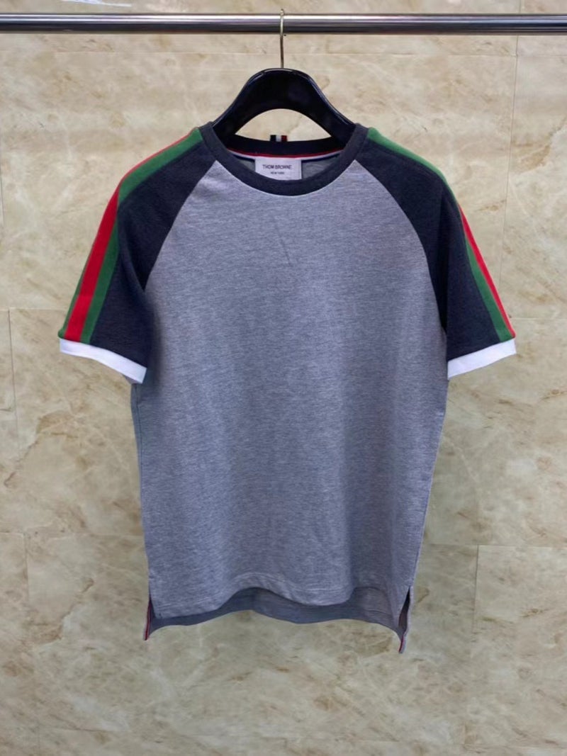 Tb Arrival Ribbon Contrast Striped Short Sleeve Men'S And Women'S Couples Casual Fashion All-Match T-Shirt - Image 5