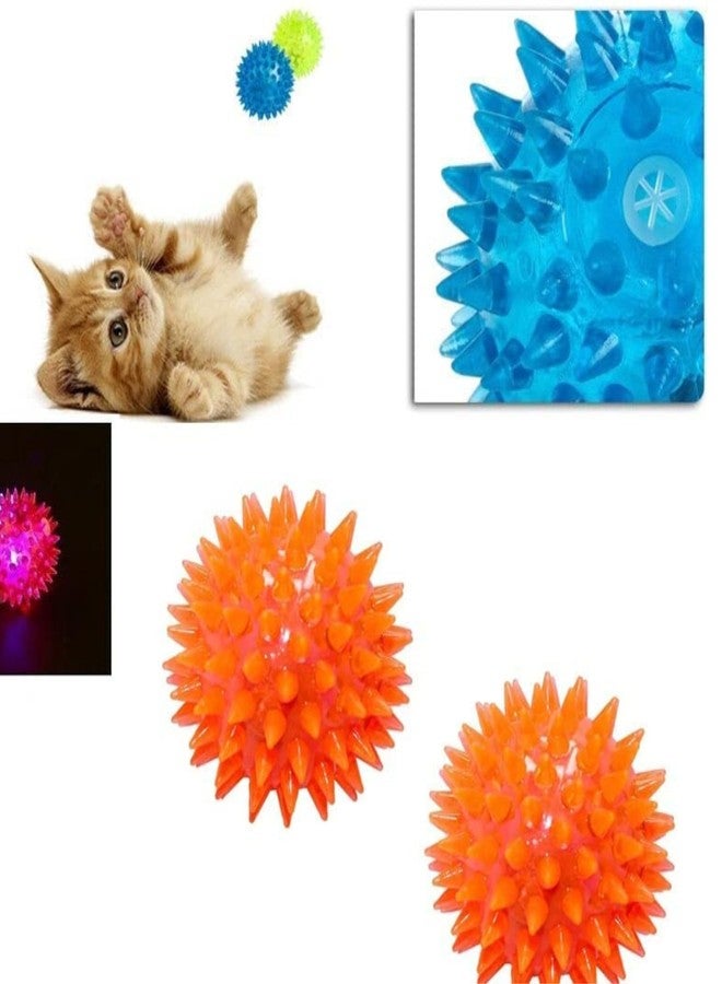 MUNMOLL LED Lights Flashing Spiky Balls Soft Squeezable Squishy Toy Ball 75mm Size Fun Toy Indoor Outdoor Spiky Fidget Sponge Balls Boy Girl Best Gift (Set of 3) - Image 5