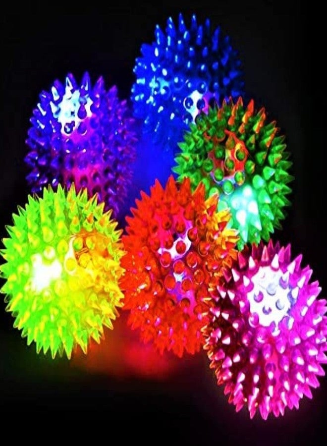 MUNMOLL LED Lights Flashing Spiky Balls Soft Squeezable Squishy Toy Ball 75mm Size Fun Toy Indoor Outdoor Spiky Fidget Sponge Balls Boy Girl Best Gift (Set of 3) - Image 1