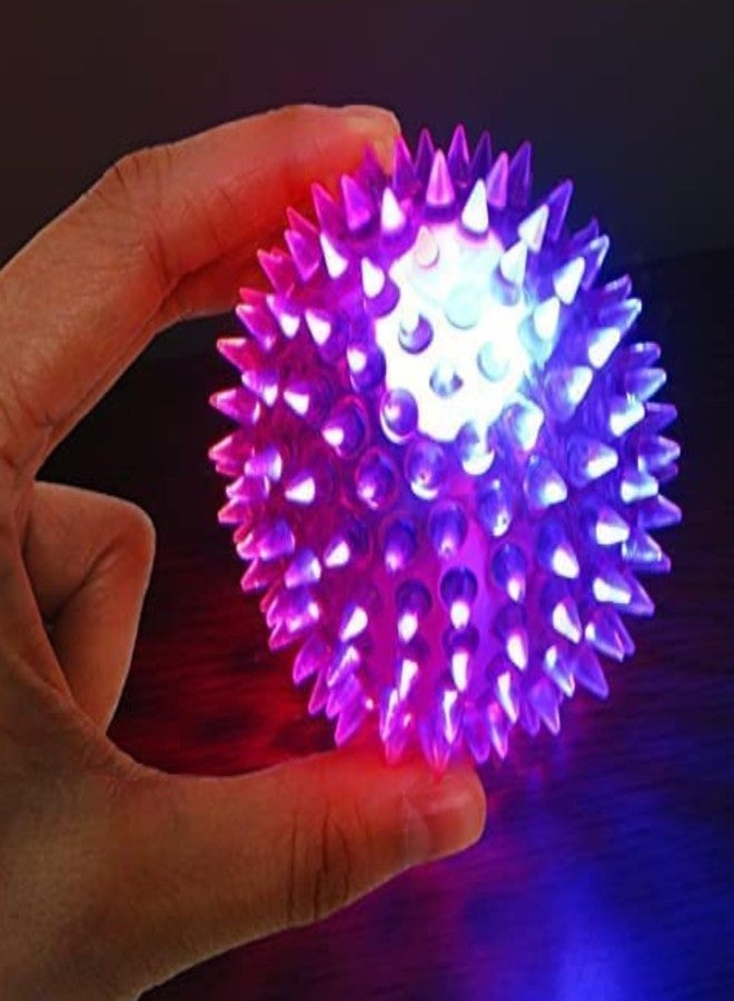 MUNMOLL LED Lights Flashing Spiky Balls Soft Squeezable Squishy Toy Ball 75mm Size Fun Toy Indoor Outdoor Spiky Fidget Sponge Balls Boy Girl Best Gift (Set of 3) - Image 2