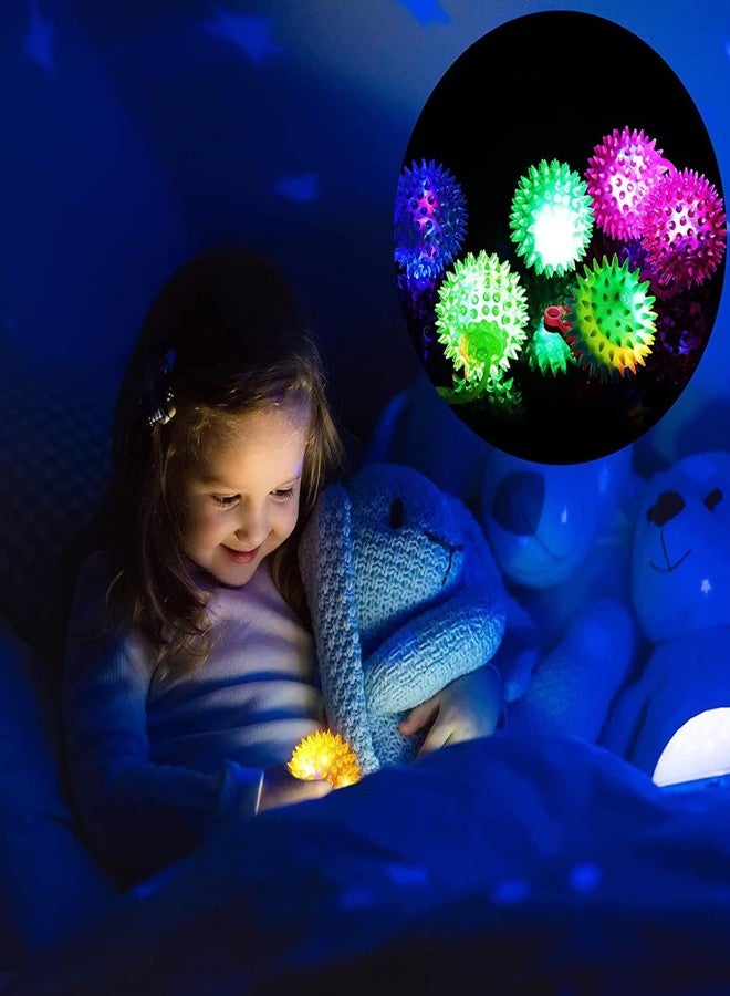 MUNMOLL LED Lights Flashing Spiky Balls Soft Squeezable Squishy Toy Ball 75mm Size Fun Toy Indoor Outdoor Spiky Fidget Sponge Balls Boy Girl Best Gift (Set of 3) - Image 4
