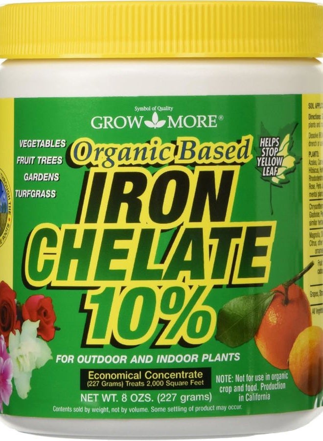 Grow More 3-0-1 Organic Iron Chelate Concentrate (10%) for Greener Plants & Lawns - 8oz of Water Soluble Chelated Iron Supplement for Indoor & Outdoor Plants, Trees, & Lawns  - Image 1