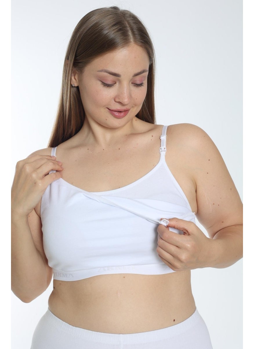 Arma Yıldız Women's Breastfeeding Half Undershirt Bustier with Rope Straps White Lycra  - Image 5