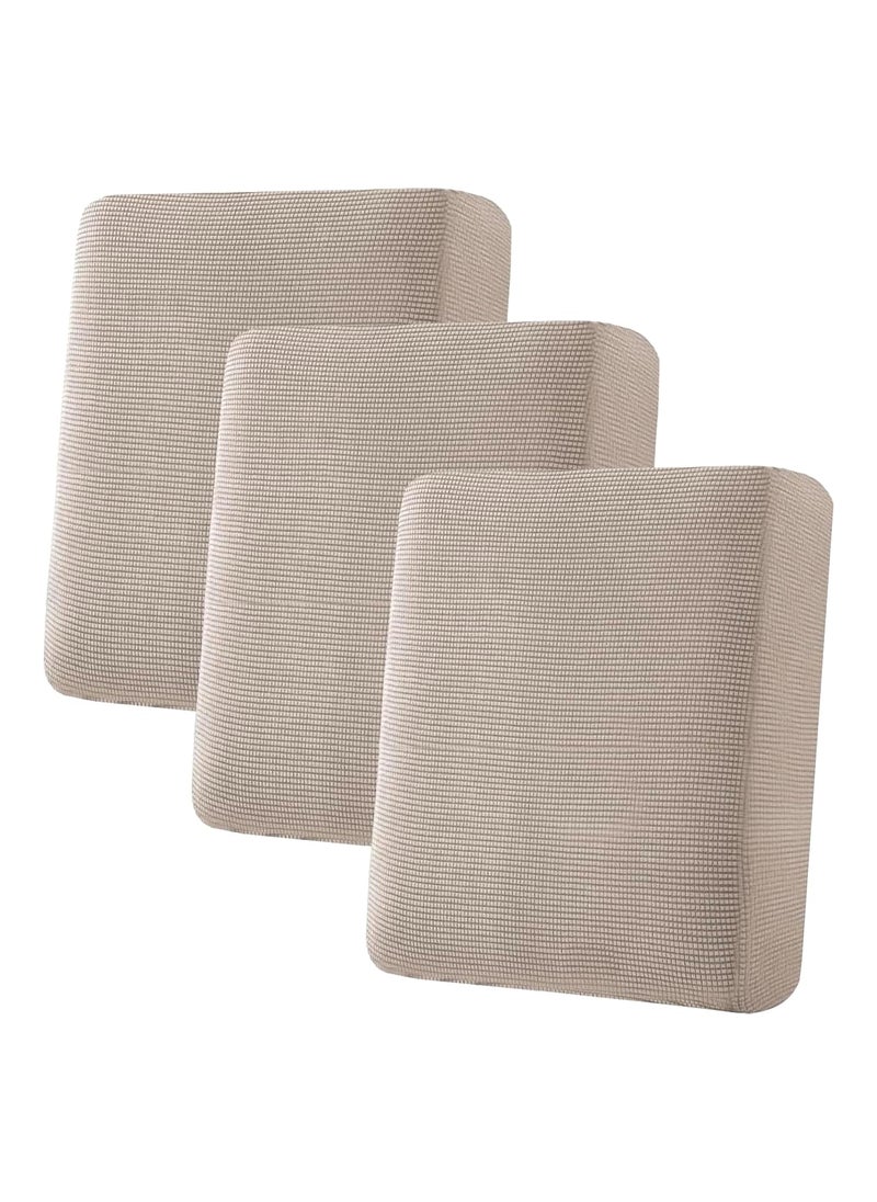 H.VERSAILTEX HVERSAILTEX Super Stretch Individual Seat CushionCouch Slipcover Sets Thick Jacquard Textured Twill Fabric 3 Piece Sofa Covers Sand 