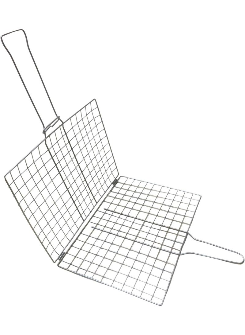 Large silver nickel grill grate, ideal for grilling chicken and meat with ease. - Image 2