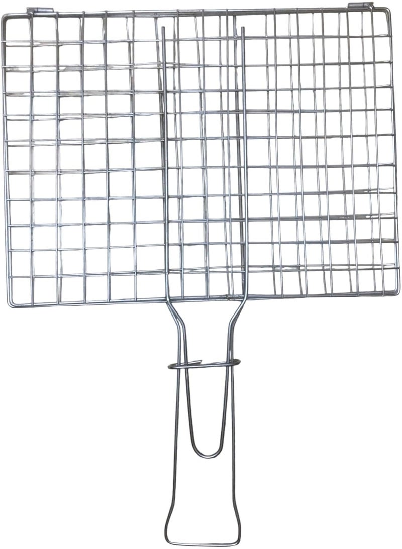 Large silver nickel grill grate, ideal for grilling chicken and meat with ease. - Image 1