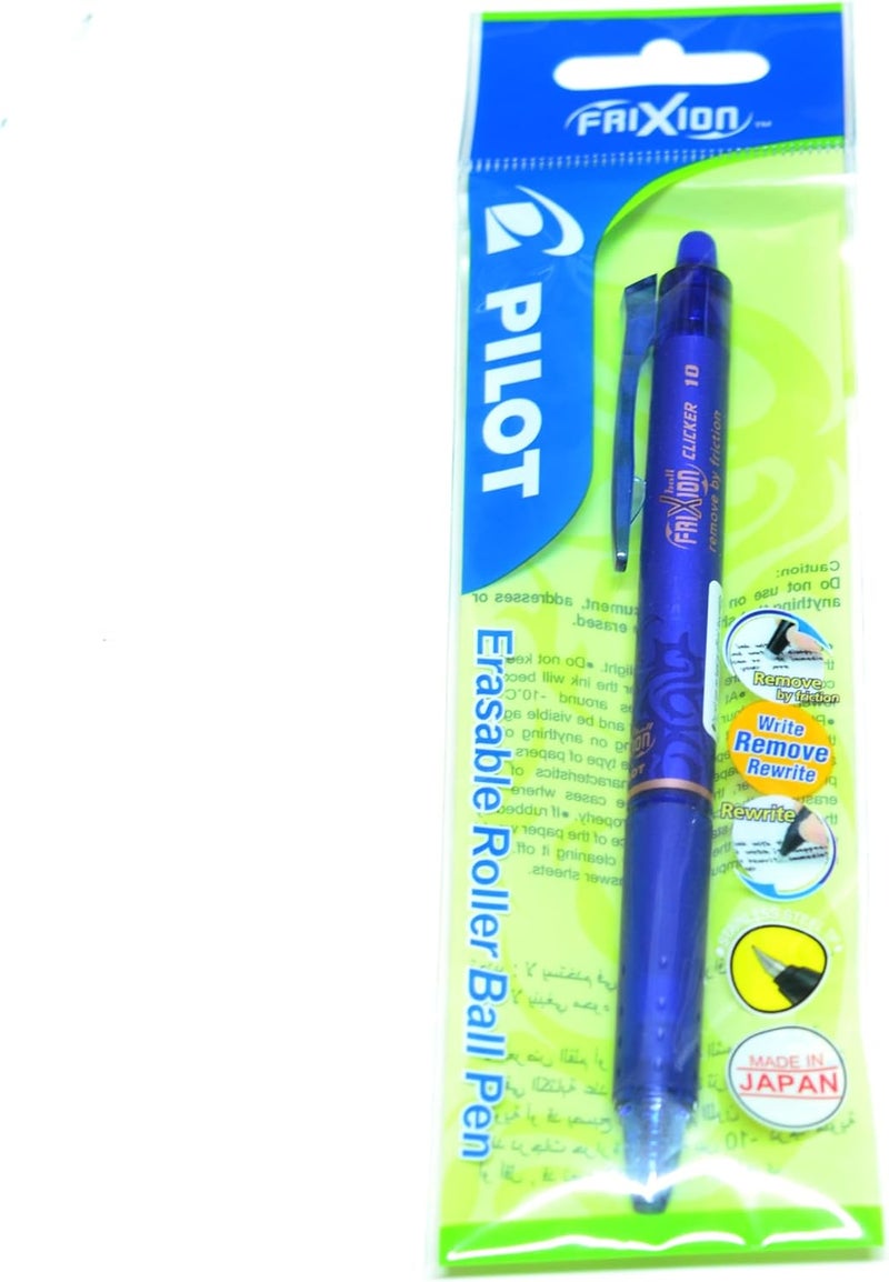 Pilot Frixion Clicker Erasable Roller Ball Pen, 1.0 mm Tip Size, Blue - Image 1