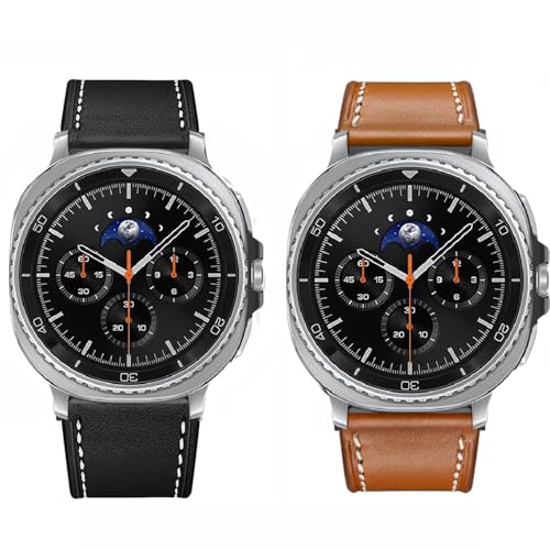 Olytop Galaxy Watch 8 Classic Band 46mm, Bands for Samsung Galaxy Watch8 40mm/44m (2025), Business Leather Wristband Replacement Strap for Men Women, Black+Brown - Image 5
