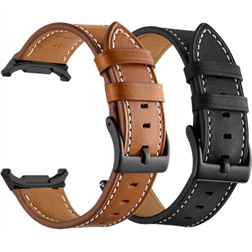 Olytop Galaxy Watch 8 Classic Band 46mm, Bands for Samsung Galaxy Watch8 40mm/44m (2025), Business Leather Wristband Replacement Strap for Men Women, Black+Brown - Image 1