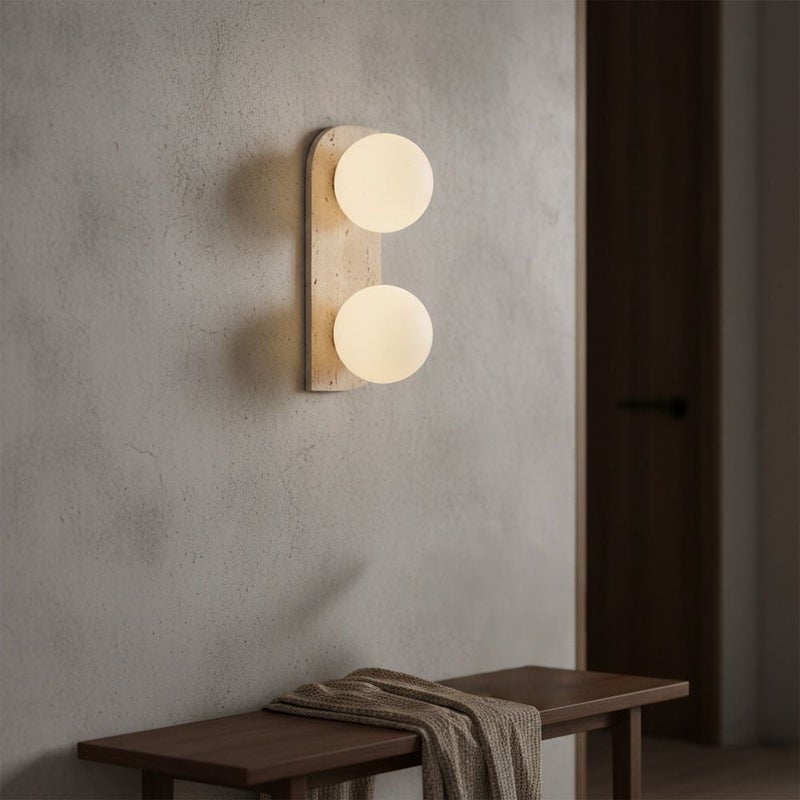 DANUBE HOME Liora Travertine Wall Lamp 2m Adjustable length Contemporary Indoor Wall Lamps Wall Mounted Lanterns G9 Modern Design Indoor Lighting L10xW18xH28cm-White Brown - Image 1