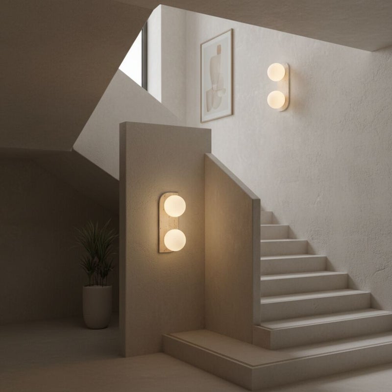 DANUBE HOME Liora Travertine Wall Lamp 2m Adjustable length Contemporary Indoor Wall Lamps Wall Mounted Lanterns G9 Modern Design Indoor Lighting L10xW18xH28cm-White Brown - Image 3