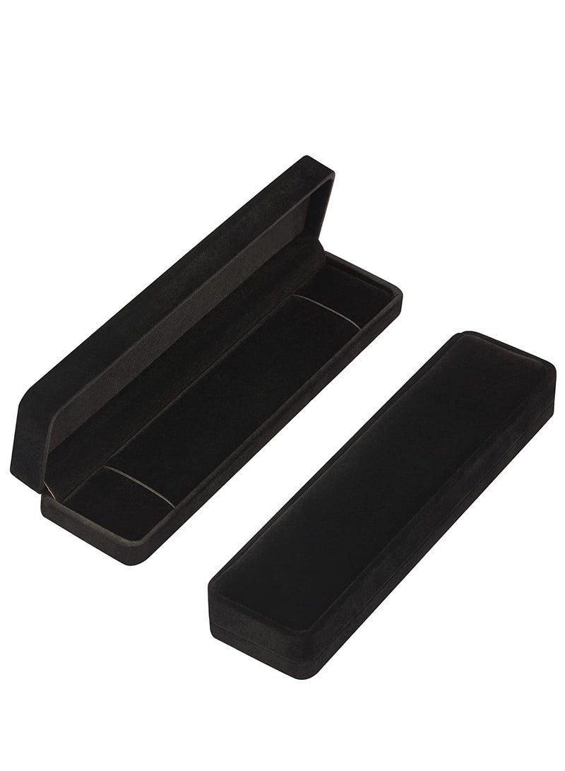 SOLARAE Long Velvet Jewelry Chain Necklace Gift Box Set, Bracelet Storage Case, Jewelry Display Box for Wedding, Engagement, Proposal, Birthday and Anniversary 1 Piece (Black) - Image 2