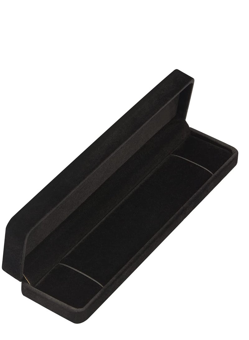 SOLARAE Long Velvet Jewelry Chain Necklace Gift Box Set, Bracelet Storage Case, Jewelry Display Box for Wedding, Engagement, Proposal, Birthday and Anniversary 1 Piece (Black) - Image 5