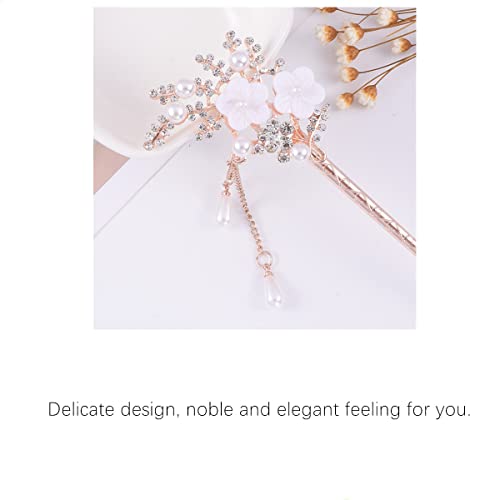 Beetoo 2PC Chinese Tassel Hairpins, Vintage Crystal Pearl Hair Stick Headdress, Pearl Tassel Hair Stick Chinese Style Hairpin for Women - Image 4
