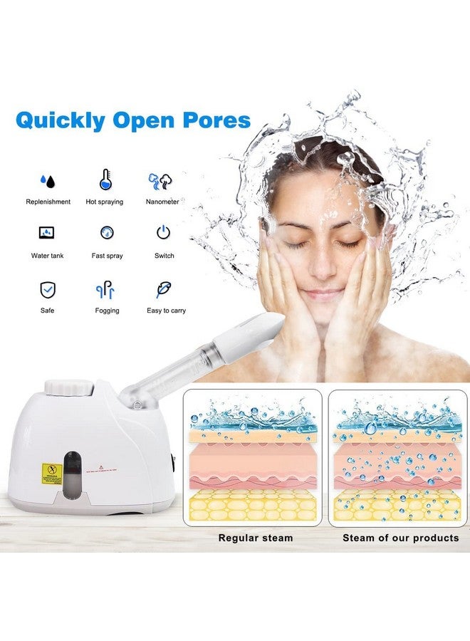 Cinidy 2 in 1 Facial Steamer and Hair Steamer Face Sauna Humidifier Hot Mist Moisturizing for For Cold and Cough Nose Facial SPA Skin Care Salon and home (white colorss) (whiites) - Image 2
