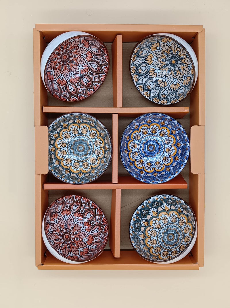 P-Plus International طقم وعاء سيراميك تركي مزخرف P-PLUS INTERNATIONAL مصنوع يدويًا متعدد الألوان صغير (عبوة من 4) - Image 5