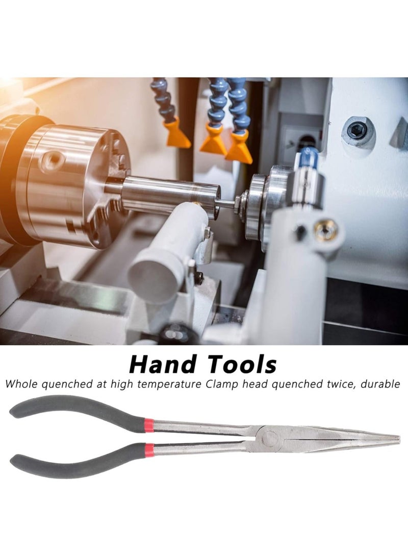 GGOOT 45 Degrees Angle Long Needle Nose Pliers Bent Needle Nose Pliers with Plastic Handle Hardware Tool Extra Long Needle Nose Pliers - Image 2