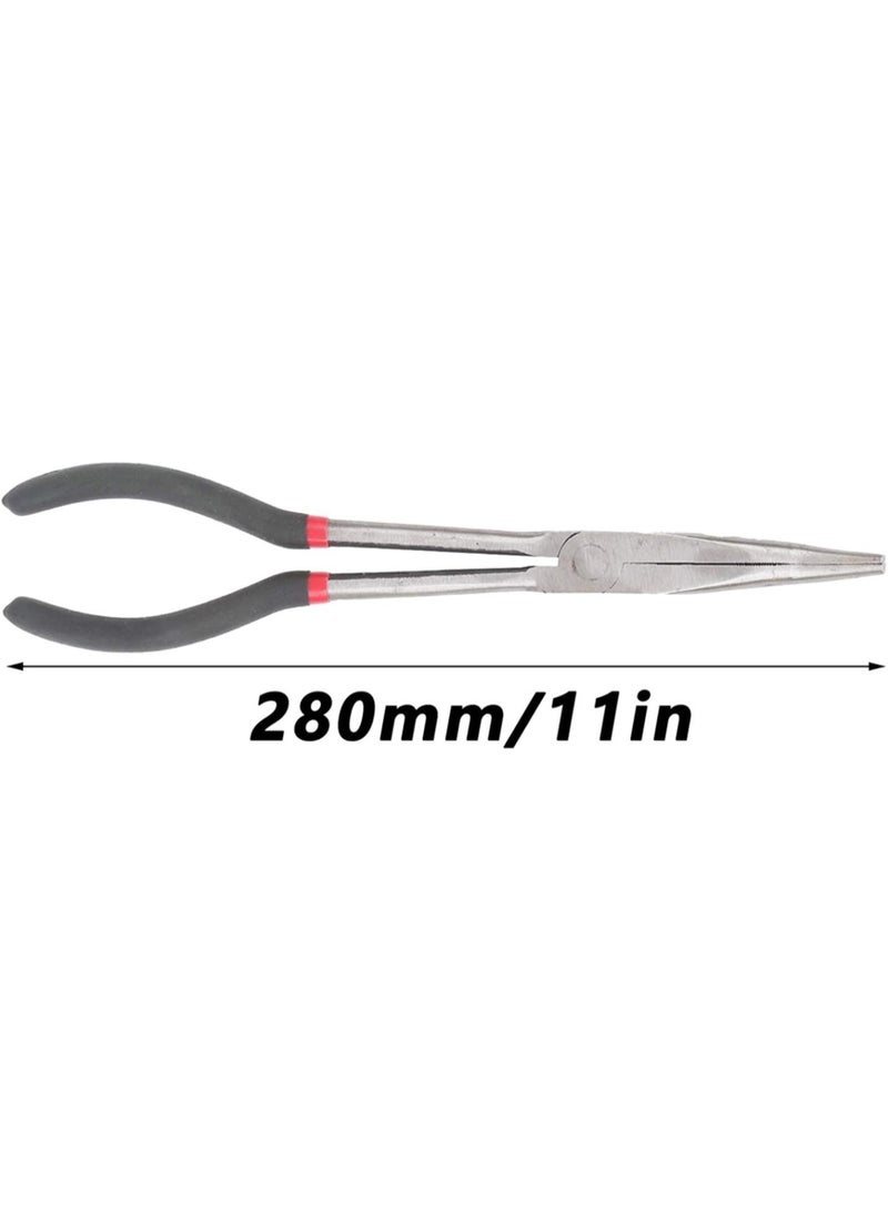 GGOOT 45 Degrees Angle Long Needle Nose Pliers Bent Needle Nose Pliers with Plastic Handle Hardware Tool Extra Long Needle Nose Pliers - Image 3