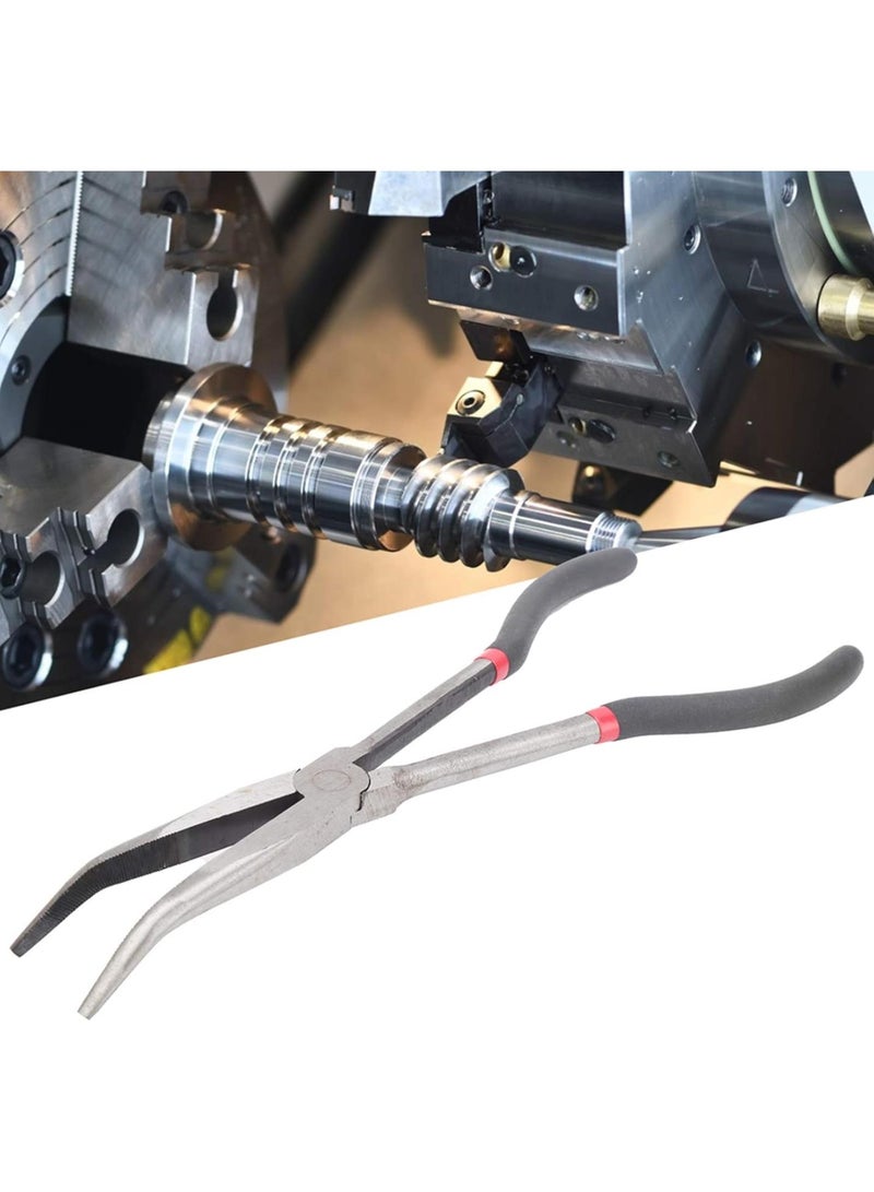 GGOOT 45 Degrees Angle Long Needle Nose Pliers Bent Needle Nose Pliers with Plastic Handle Hardware Tool Extra Long Needle Nose Pliers - Image 5