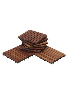 HOME TASTE Wooden Deck Tiles Waterproof Wood Click Deck Board Raised Flooring Squares Hardwood,Click Floor Decking Tile, Waterproof Balcony Flooring, Wooden Parquet Flooring (1 Pcs)  - Image 1